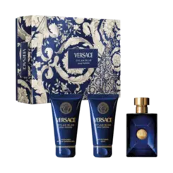 Kit Perfume Versace Dylan Blue Men - Eau de Toilette 50ml + Gel de Banho 50ml + Pós Barba 50ml
